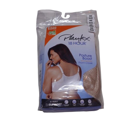 NIP Playtex 18 Hour Posture Boost Front Close Wireless Bra Size 44C Nude E525 - Picture 2 of 9
